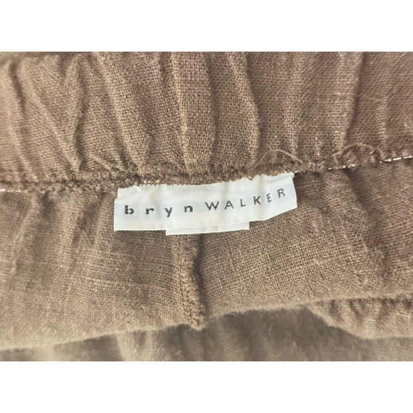 Bryn Walker Brown 100% Linen Pants Elastic Waist Medium Made USA Men Balloon - Picture 4 of 6